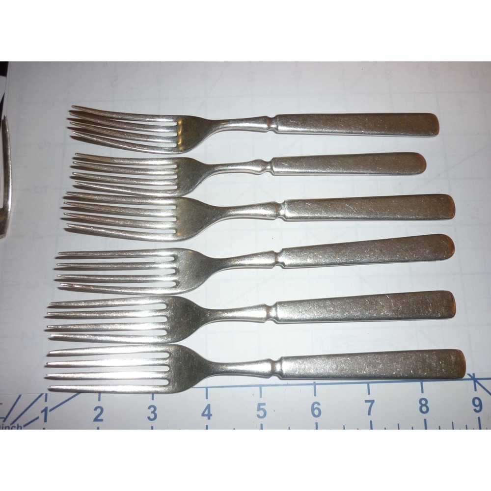 6 Antique Rogers Burt & Moody Silverplate Dinner Fork
